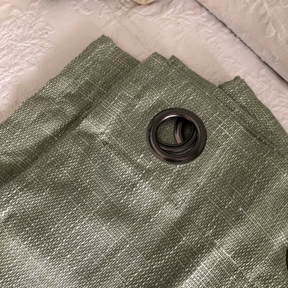 Sage green woven drape. 84 in